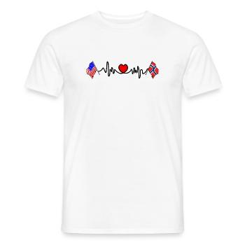 Cardio Heart Flag USA Norway - Men's T-Shirt - white - Front - AI Model Male 178 dark (178cm)