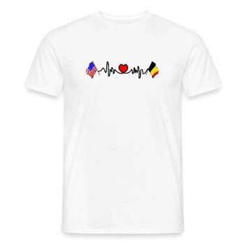 Cardio cardiaque avec Flag USA , Belgique - T-shirt homme - blanc - Devant - AI Model Male 178 dark (178cm)