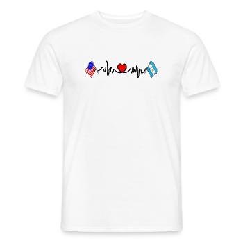 Cardio Heart Flag USA, Argentina - Men's T-Shirt - white - Front - AI Model Male 178 dark (178cm)