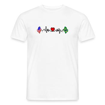 Cardio Heart Flag USA, Brazil - Men's T-Shirt - white - Front - AI Model Male 178 dark (178cm)