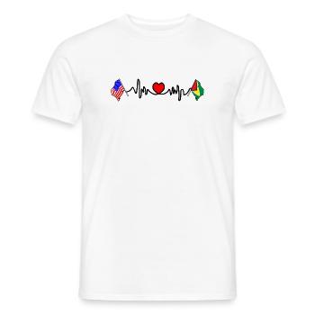 Cardio heart avec drapeau des États-Unis et drapeau de la Guyane - T-shirt homme - blanc - Devant - AI Model Male 178 dark (178cm)