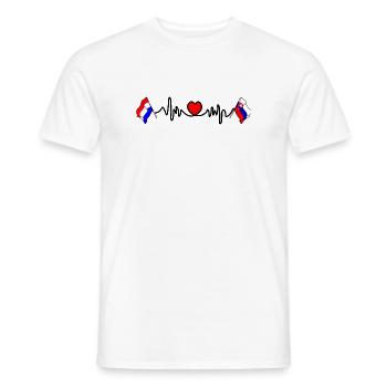 Cardio-Herz mit Flagge Niederlande, Slowakei - Männer T-Shirt - Weiß - Vorne - AI Model Male 178 dark (178cm)