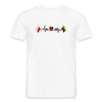 Cardio heart Flag Poland, Lithuania - Men's T-Shirt - white - Front - AI Model Male 178 dark (178cm)