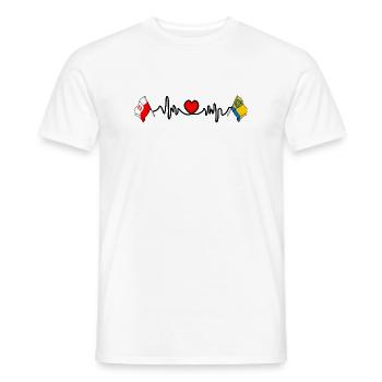 Cardio heart avec Flag Poland, Opole - T-shirt homme - blanc - Devant - AI Model Male 178 dark (178cm)