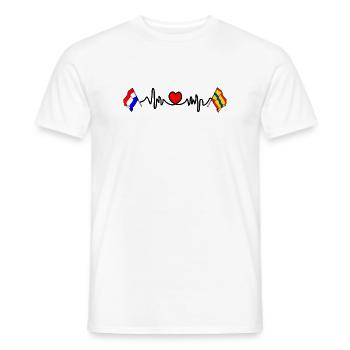 Coeur cardio avec drapeau Pays-Bas, Overijssel - T-shirt homme - blanc - Devant - AI Model Male 178 dark (178cm)