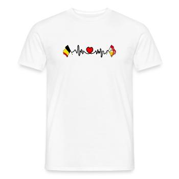 Cardio heart Flag Belgium and flag Liège - Men's T-Shirt - white - Front - AI Model Male 178 dark (178cm)