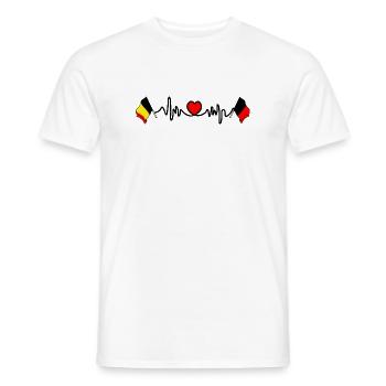 Cardio heart avec Flag Belgium et drapeau Namur - T-shirt homme - blanc - Devant - AI Model Male 178 dark (178cm)