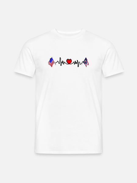 Cardio-Herz mit USA-Flagge und Ohio-Flagge - Männer T-Shirt - Weiß