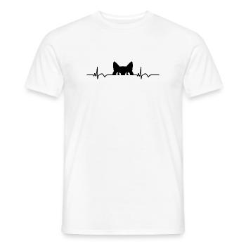 Katze EKG Herzfrequenz Herzschlag - Männer T-Shirt - Weiß - Vorne - AI Model Male 178 dark (178cm)