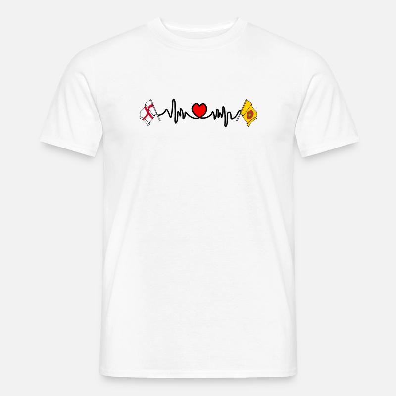 Lancashire- und England-Herzfrequenz - Männer T-Shirt - Weiß