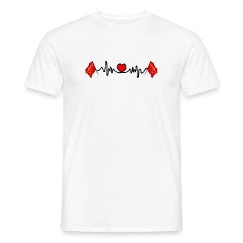 East Sussex-Flagge mit Herzschlag und Herz - Männer T-Shirt - Weiß - Vorne - AI Model Male 178 dark (178cm)