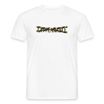 Unwearable – Statement Design with Warning Tape - Men's T-Shirt - white - Front - AI Model Male 178 dark (178cm)