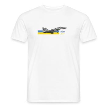 UKRAINE: Ghost Of Kyiv Fighter Jet - Men's T-Shirt - white - Front - AI Model Male 178 dark (178cm)