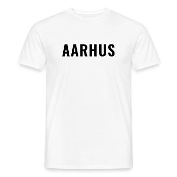 Aarhus Denmark Minimal Typography - Men's T-Shirt - white - Front - AI Model Male 178 dark (178cm)