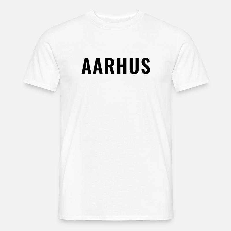 Aarhus Dänemark Minimal Typografie - Männer T-Shirt - Weiß