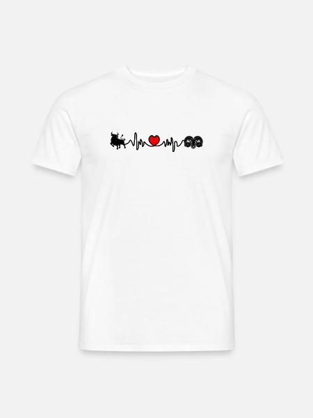 Herzfrequenz Cardio Stier Widder - Männer T-Shirt - Weiß