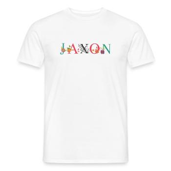 JAXON Namenskunst mit gestickten Blumen - Männer T-Shirt - Weiß - Vorne - AI Model Male 178 dark (178cm)