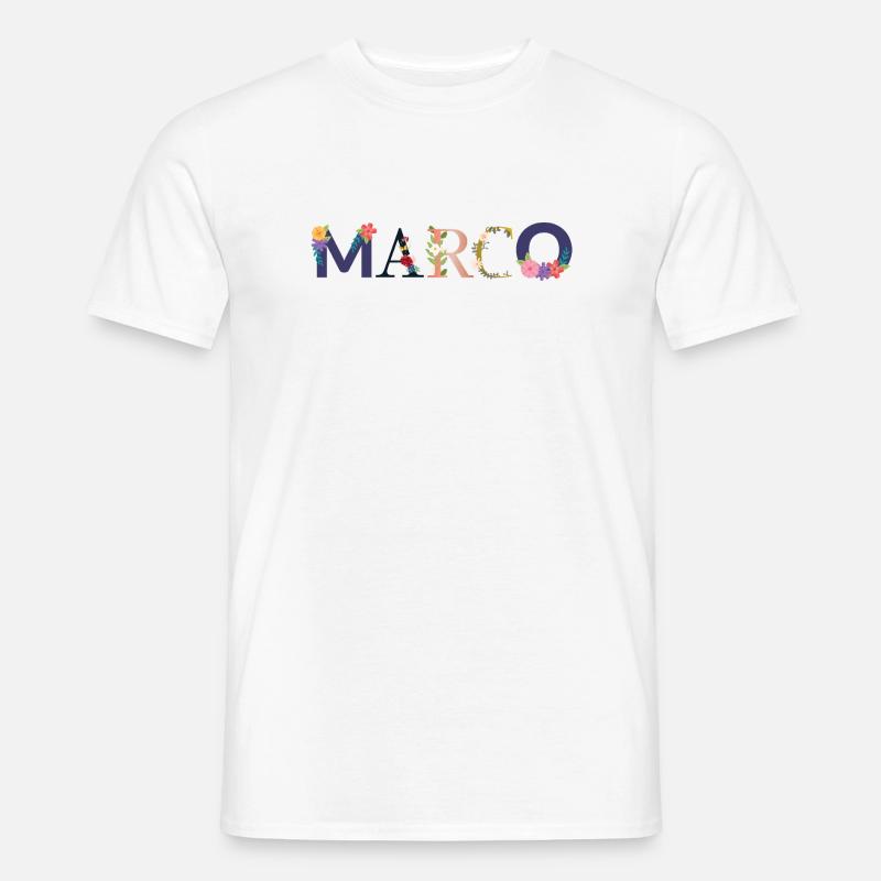 MARCO Name mit Blumen geschmückt - Männer T-Shirt - Weiß