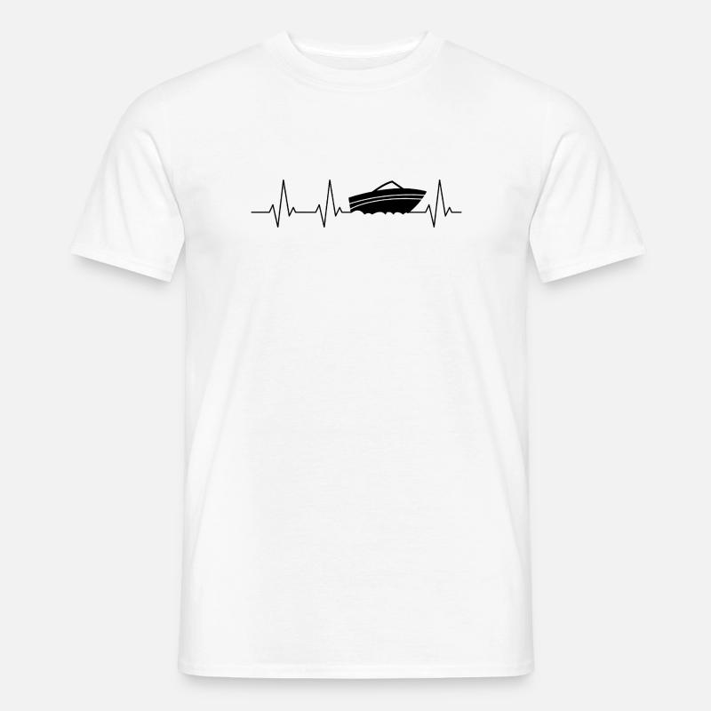 Herzschlag Motorboot Boot - Männer T-Shirt - Weiß
