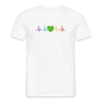 Regenbogen Herzschlag LGBT Pride - Männer T-Shirt - Weiß - Vorne - AI Model Male 178 dark (178cm)