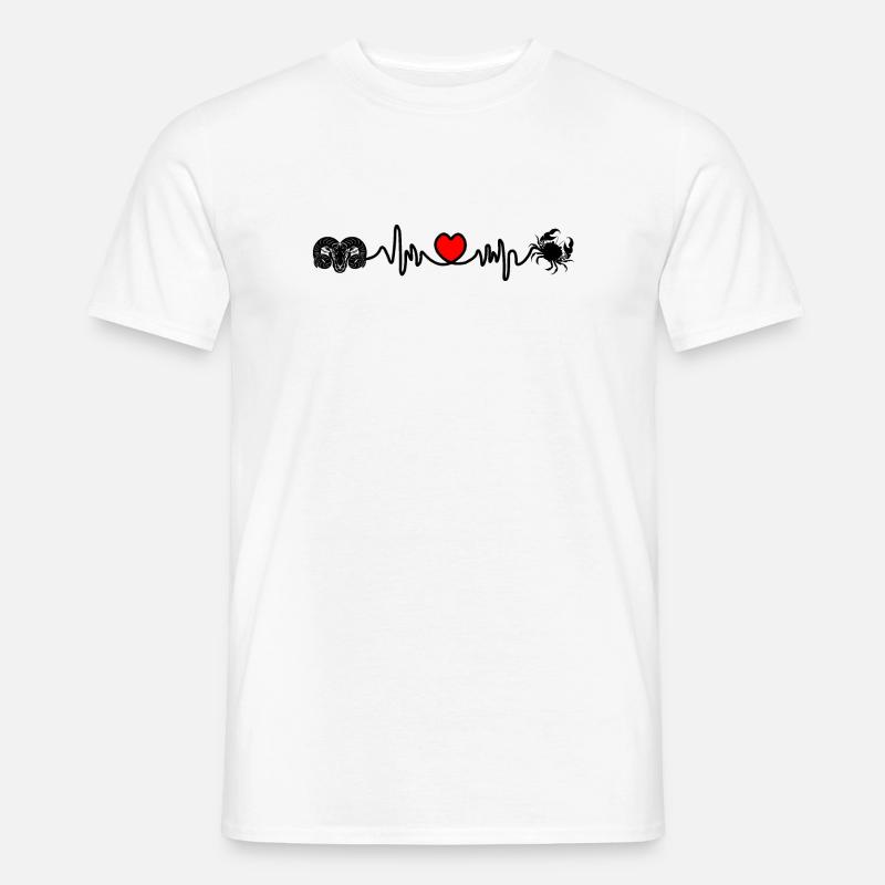 Herzfrequenz Kardio Widder Krebs - Männer T-Shirt - Weiß