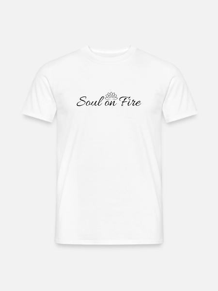 Lotusblüte mit motivierenden Spruch Soul on Fire  - Mænd T-shirt - hvid