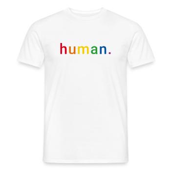 Human Regenbogen Menschenrechte LGBTQ  - Männer T-Shirt - Weiß - Vorne - AI Model Male 178 dark (178cm)