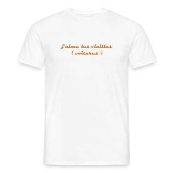 j aime les vieilles voitures orange - T-shirt homme - blanc - Devant - AI Model Male 178 dark (178cm)