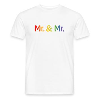 Rainbow Mr and Mr 1 LGBT lgbtqi queer gay - T-shirt homme - blanc - Devant - AI Model Male 178 dark (178cm)
