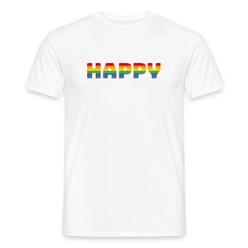 T-shirt arc-en-ciel Pride Happy | LGBT lgbtqi queer - T-shirt homme - blanc - Devant - AI Model Male 178 dark (178cm)
