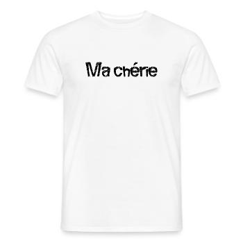 MA CHERIE. FÊTE DES MÈRES. BONNE FÊTE MAMAN. MAMAN - T-shirt homme - blanc - Devant - AI Model Male 178 dark (178cm)