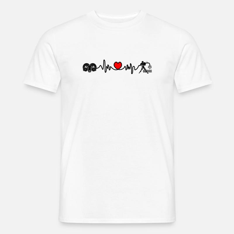 Herzfrequenz Cardio Widder Wassermann - Männer T-Shirt - Weiß