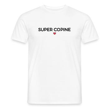 super copine - T-shirt homme - blanc - Devant - AI Model Male 178 dark (178cm)