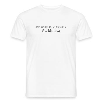 Coordonnées Sankt Moritz Suisse - T-shirt homme - blanc - Devant - AI Model Male 178 dark (178cm)