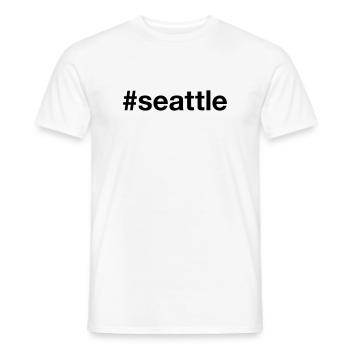 SEATTLE Hashtag Grunge - Men's T-Shirt - white - Front - AI Model Male 178 dark (178cm)