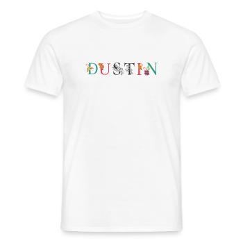 DUSTIN Namenskunst mit gestickten Blumen - Männer T-Shirt - Weiß - Vorne - AI Model Male 178 dark (178cm)