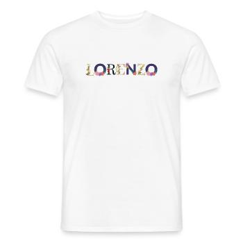 LORENZO name adorned with flowers - Men's T-Shirt - white - Front - AI Model Male 178 dark (178cm)