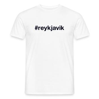 REYKJAVIK Hashtag Île d’Islande - T-shirt homme - blanc - Devant - AI Model Male 178 dark (178cm)