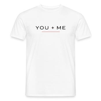 Chemise YOU + ME – Couple de la Saint-Valentin - T-shirt homme - blanc - Devant - AI Model Male 178 dark (178cm)
