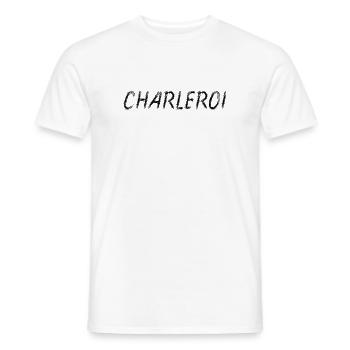 Charleroi Belgium - Brush Stroke City Black - T-shirt homme - blanc - Devant - AI Model Male 178 dark (178cm)