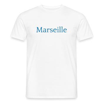 Marseille France Typography Design - Men's T-Shirt - white - Front - AI Model Male 178 dark (178cm)