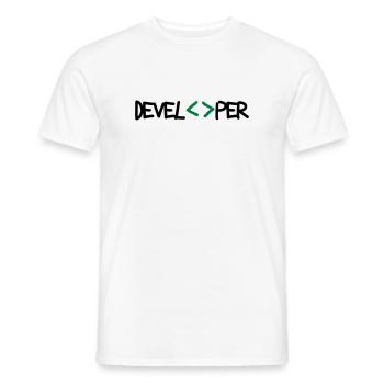 [ Developper ] - T-shirt homme - blanc - Devant - AI Model Male 178 dark (178cm)