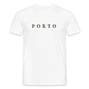 PORTO – Architectural Stone Typography - Men's T-Shirt - white - Front - AI Model Male 178 dark (178cm)