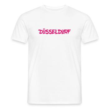 Düsseldorf - NRW - Rhein - Königsallee - Kö - Männer T-Shirt - Weiß - Vorne - AI Model Male 178 dark (178cm)