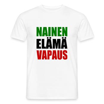 FRAU LEBEN FREIHEIT - Männer T-Shirt - Weiß - Vorne - AI Model Male 178 dark (178cm)