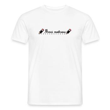 MAÎTRESSE. MAITRE. MERCI. MERCI MAÎTRESSE. MAITRES - T-shirt homme - blanc - Devant - AI Model Male 178 dark (178cm)