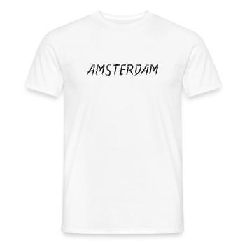 Amsterdam Brushstroke Script Black - T-shirt homme - blanc - Devant - AI Model Male 178 dark (178cm)