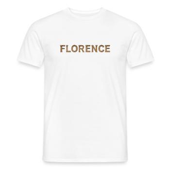FLORENCE – Typographie de la pierre de la Renaissance - T-shirt homme - blanc - Devant - AI Model Male 178 dark (178cm)