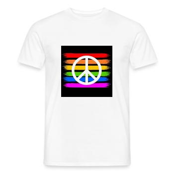 Signe de paix sur le drapeau arc-en-ciel LGBT - T-shirt homme - blanc - Devant - AI Model Male 178 dark (178cm)