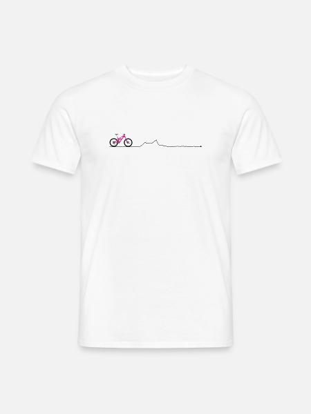 Silhouette de VTT rose fluo - T-shirt homme - blanc
